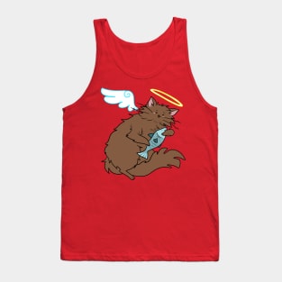 Fluffy Brown Cat Angel Tank Top